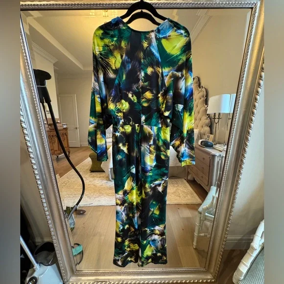 Karen Millen Jersey Abstract Floral Print Long Sleeve Midi Dress SIZE 8 - Picture 5 of 11
